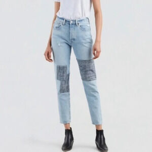 Levi's Made and Crafted 501 Patchwork Skinny High Rise Denim Jeans Women's 27
